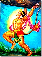 Hanuman hurling a rock