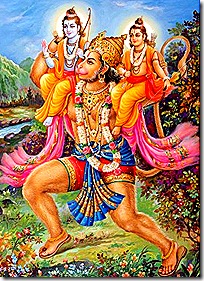Hanuman with Rama and Lakshmana