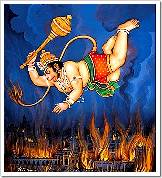 Hanuman setting fire to Lanka