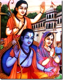 Sita, Rama and Lakshmana leaving Ayodhya