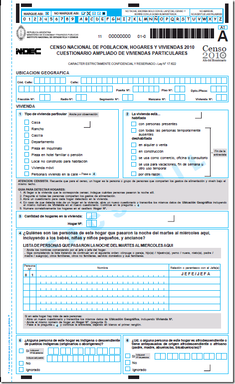 formulario del censo 2010