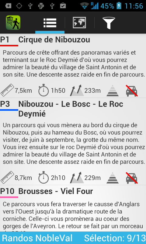 Android application YouHike NobleVal screenshort