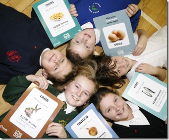 JRO's put their heads together to see how they can waste less food. Clockwise from top Nathan Hocknell aged 10 and Emma Hickson aged 9 both of Rode Heath School,  Francesca Dow aged 10 of Hermitage Primary School, Holmes Chapel, Charlott Williams aged 10 fo Bunbury Aldersey Primary School, and Tommy Chatten aged 10 of Hermitage Primary School.
