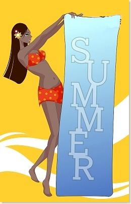 girl holding summer banner