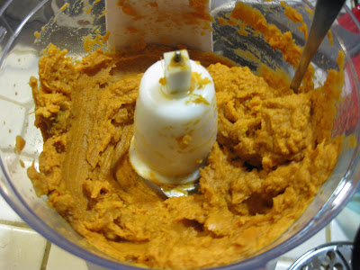 photo of pureed sweet potatoes in a food processor