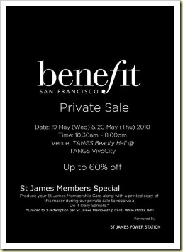 benefit sale AT TANGS