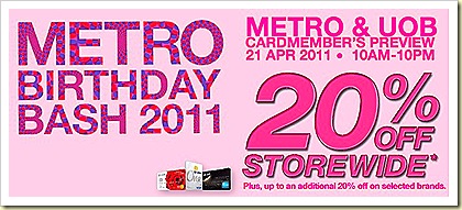 metro birthday bash storewide 20 april 2011