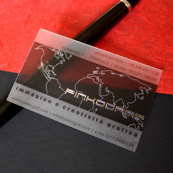 transparent plastic business cards + hot foil stamping