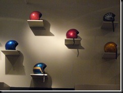 helmets on wall