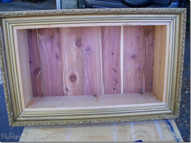 shadow box before adding a shelf