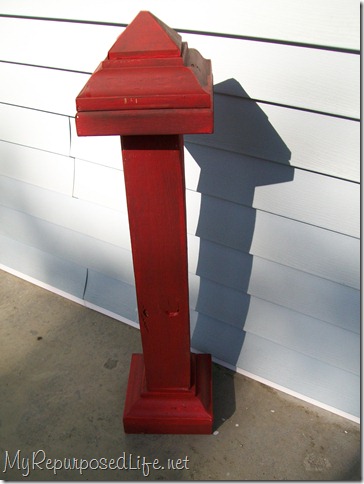 red glazed porch post