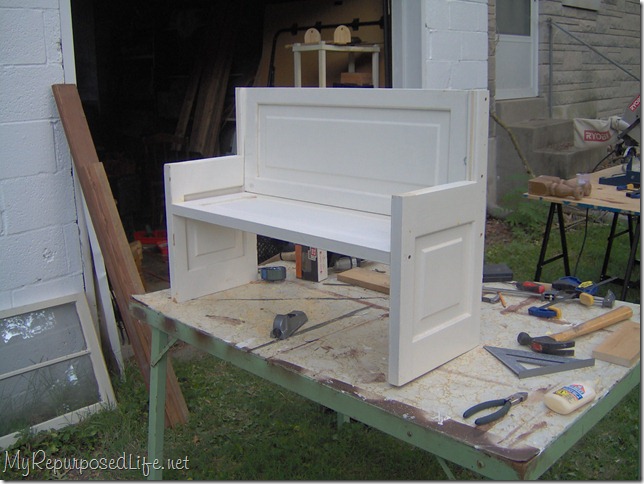 how to make a bench from a door