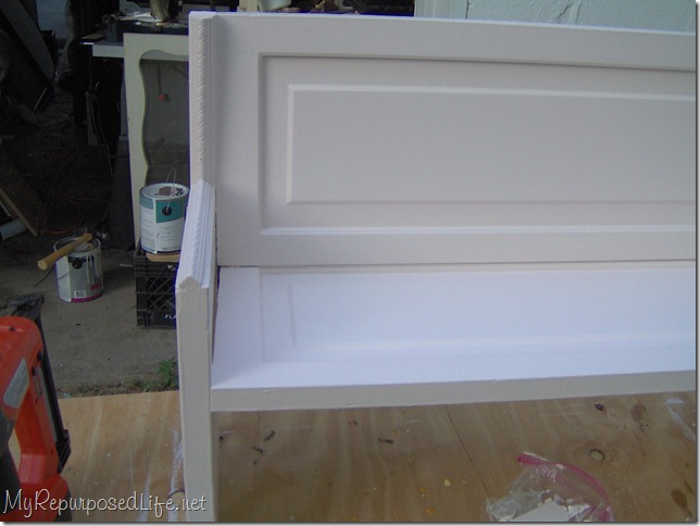 how to make a bench from a door door repurposed into a bench