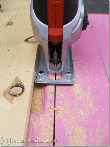 use jigsaw to cut door to make a toddler bed