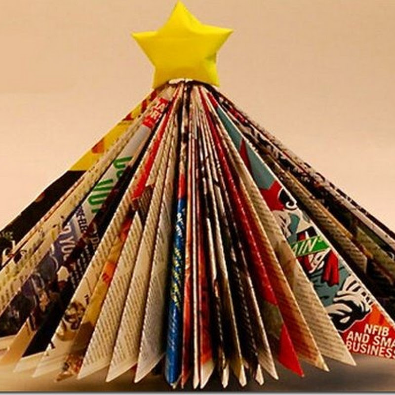 Reciclados: árbol de Navidad con revistas