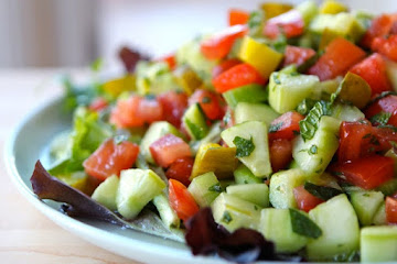 Israeli Salad with Pickles and Mint