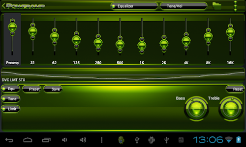 Poweramp skin Black Lime v3.10