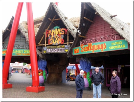 Terry, Derek and Polly at Fantasy Island theme Park and Europes largest 7 day market.