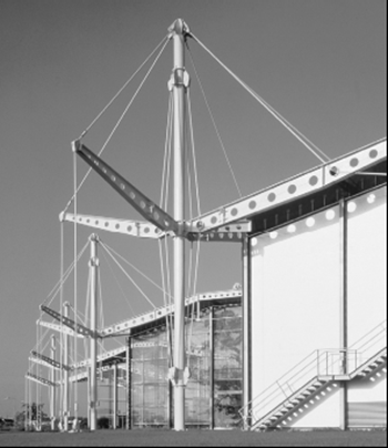 The Renault Parts Distribution Centre, Swindon, showing mast and tension structure