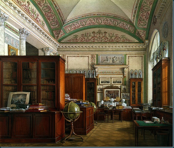 Interiores del Palacio de Invierno. Biblioteca del emperador Alejandro II