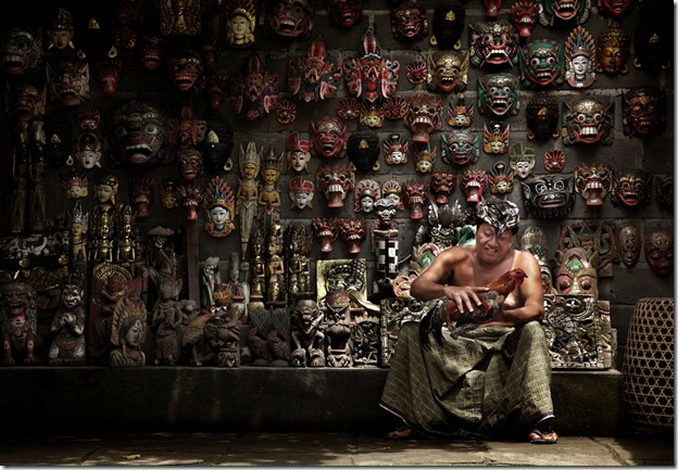 The Balinese Masks Maker and His Rooster