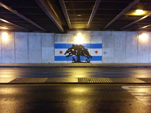 Chicago Map and Tree Mural