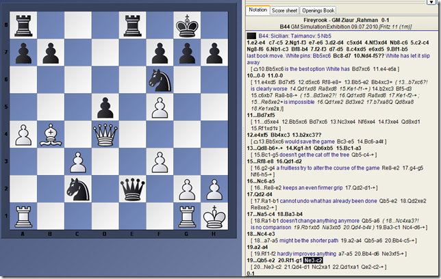 Diagram 2. Black played 20...Nc2! and white resigned.