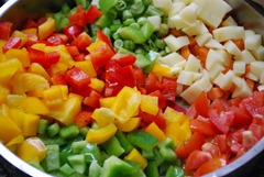 step 1 Capsicum veg pulao - Chopped veggies step 1 Capsicum veg pulao - Chopped veggies