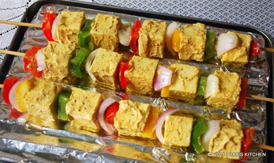 Before baking,arraged paneer Before baking,arraged paneer