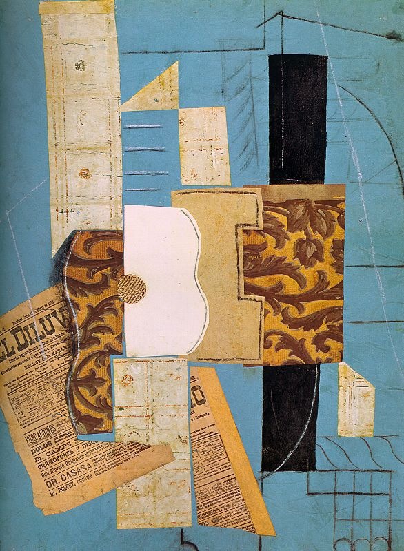 Guitar(1913,charcoal,pencil,ink and pasted paper)