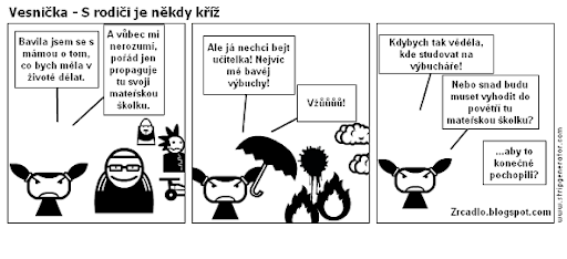 Komiks Vesnička - S rodiči je někdy kříž.