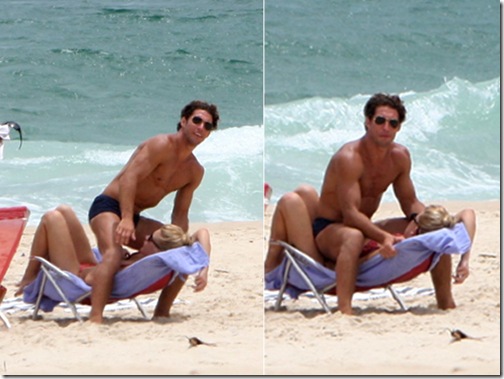Flávio Canto e Fiorella Mattheis no maior love na praia