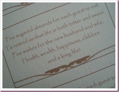 Sugared Almond Poem - wedding favor