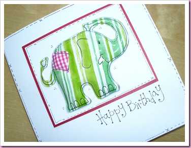 Green Patchwork elephant card