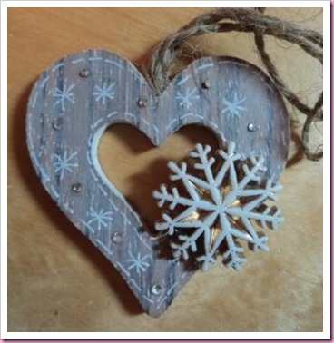 Decorated wooden heart tag
