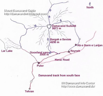 Road Map Tehran To Damavand Mt.