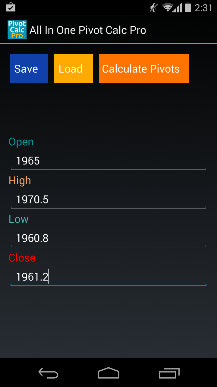Android application All In One Pivot Calc Pro screenshort