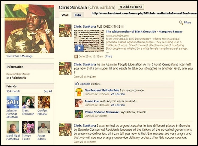 Sankara Chris aka Chris 
Mathebula FACEBOOK page June302010