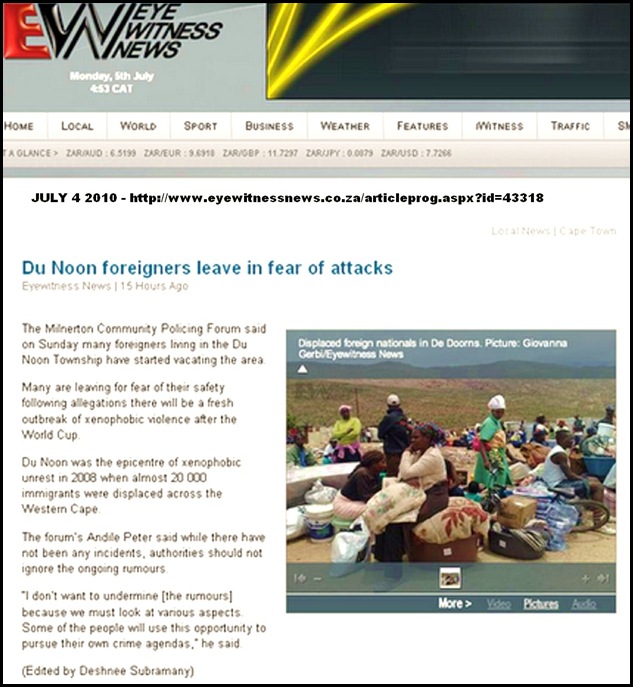 XenophobicFearForeignAfricansFleeDuNoonMilnertonJuly42010Radio702News