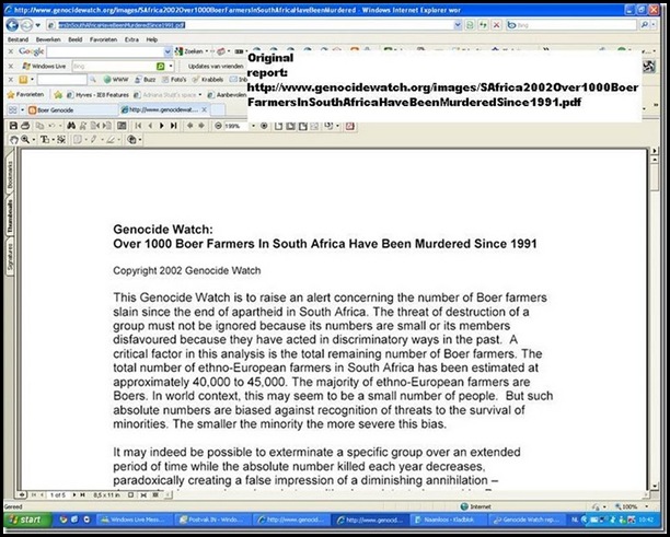 Genocide Watch 2002 Alert over Boer Farmers Slain since apartheid in South Africa Nr 1 jpeg
