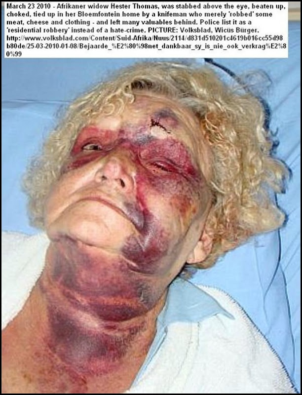 Thomas Hester Bloemfontein widow tortured March 23 2010 NOTHING VALUABLE ROBBED