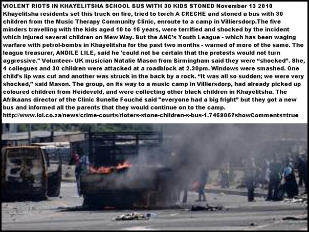 Khayelitsha school bus stoned truck torched Nov 13 2010 LEILA SAMODIEN STORY
