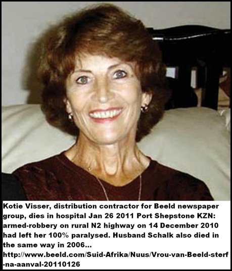 Visser Kotie Beeld distribution contractor dead Jan272011 6 wks after attack PT SHEPSTONE14Dec_N2