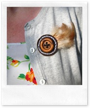 wooden button pin on clothes