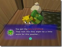 Link não está muito animado com sua roupa nova...