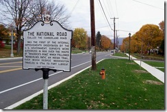The National Road marker looking east on Route 40