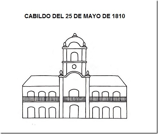 DIBUJO DEL CABILDO DEL 25 DE  MAYO DE 1810