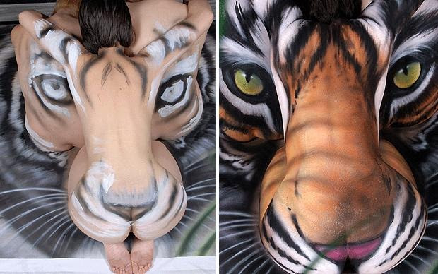 Amazing Realistic Tiger Painted on Human Bodies | Amusing Planet