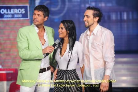 Marcelo, Silvina y su so¤ador escuchan la devoluci¢n del jurado.JPG