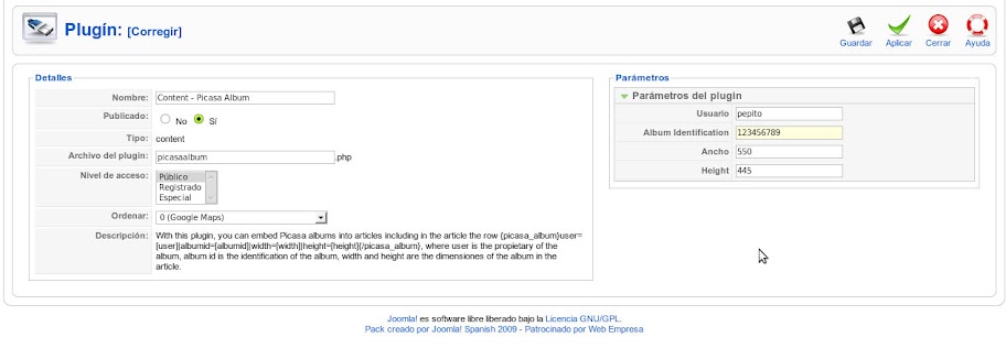 El segundo plugin para Joomla y Picasa